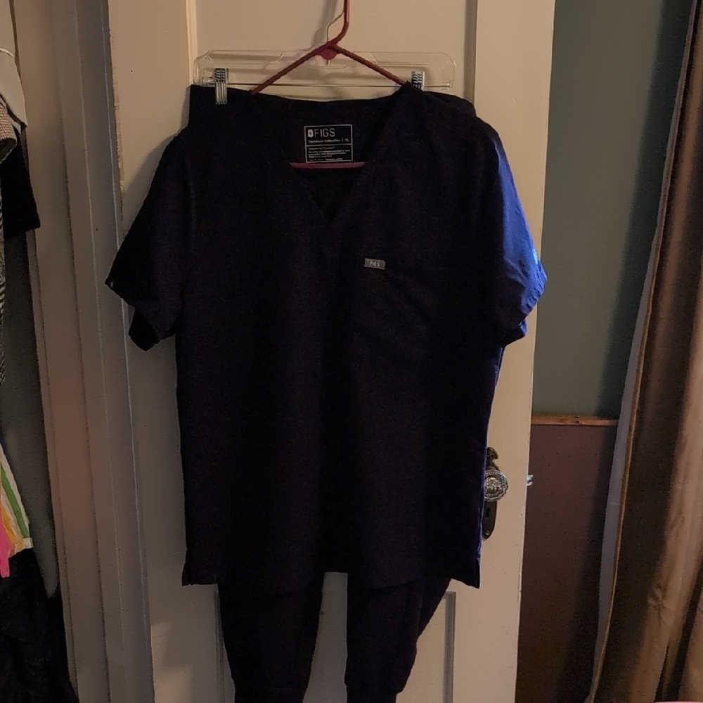 Figs Purple Scrub Set - Joggers And Embroidered Top